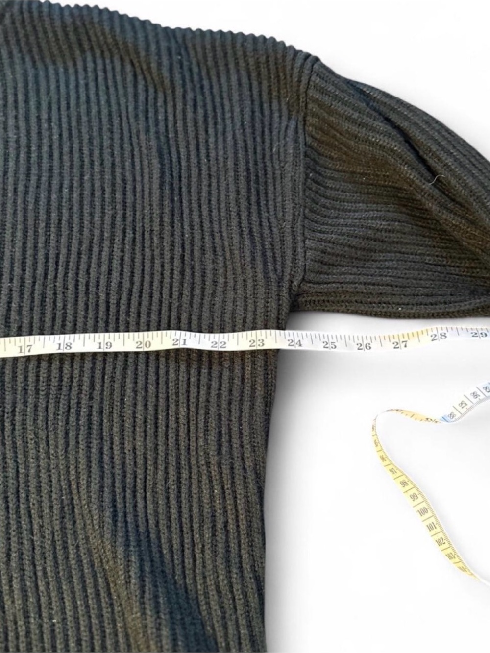 Black Ribbed Knit Oversized Sweater Top Puff Sleeves size Small Womens - Picture 5 of 7